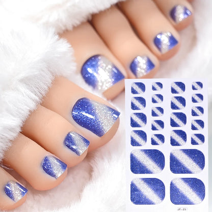 22Tips Solid Color Self-adhesive Gel Stickers for Toe Nails Waterproof Long-lasting Toenail Stickers Toe Full Cover Toenail Wrap