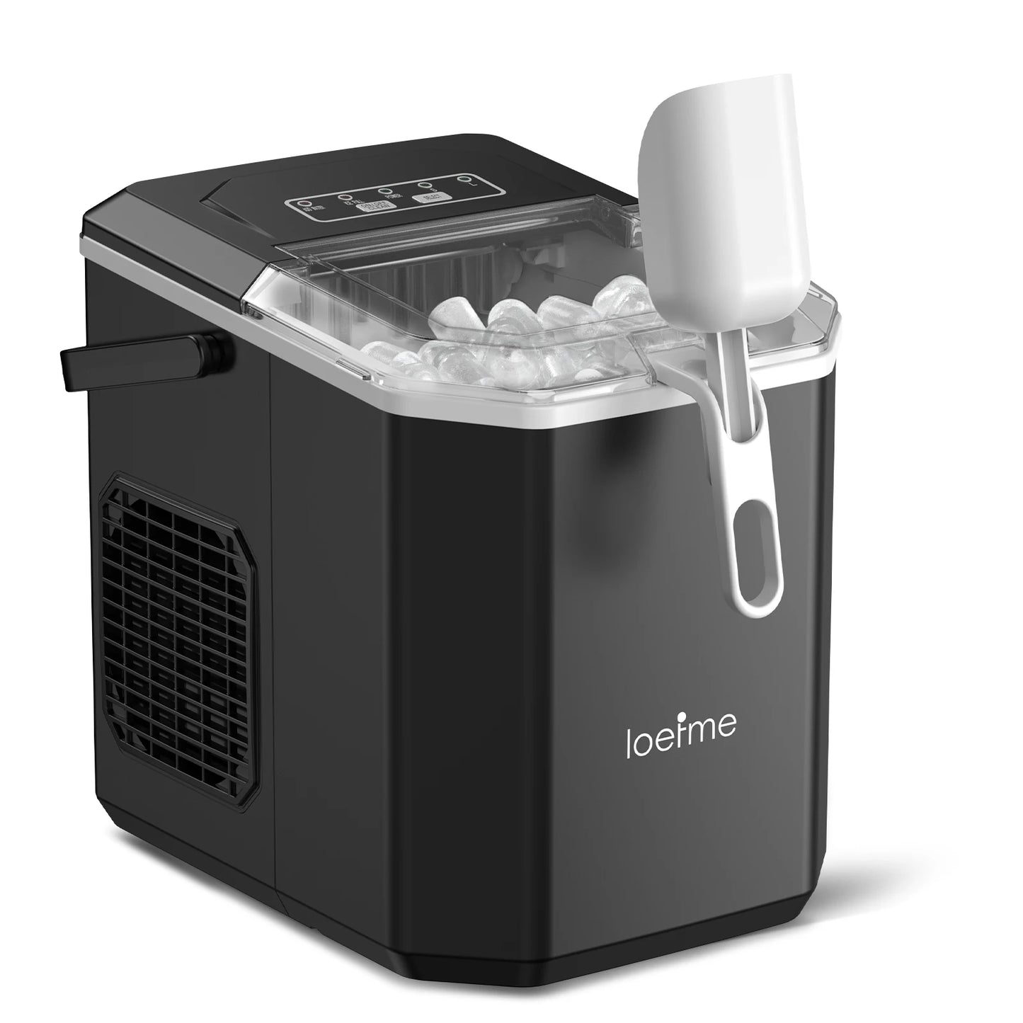 LOEFME 12kg/24h Electric Ice Maker Desktop Fully Automatic Bullet Ice Fast Ice Maker Machine Self-Cleaning Home Cafes Camping