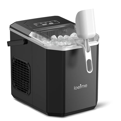 LOEFME 12kg/24h Electric Ice Maker Desktop Fully Automatic Bullet Ice Fast Ice Maker Machine Self-Cleaning Home Cafes Camping