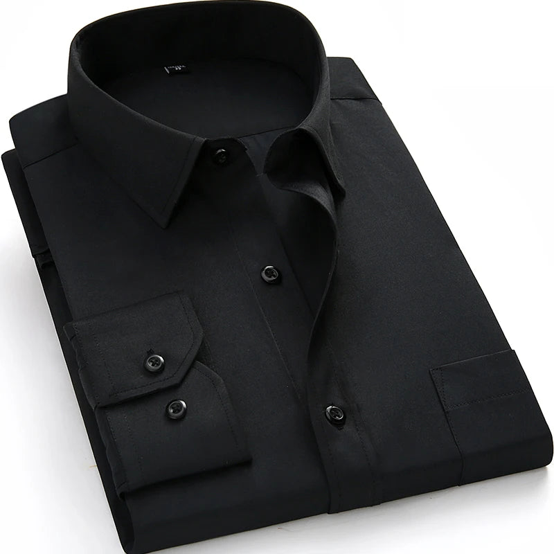 Classic Plain Men's Dress Shirt Long Sleeve Slim Fit Button Up Purple Yellow Men Business Formal Wedding Party Social Shirts
