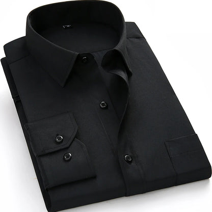 Classic Plain Men's Dress Shirt Long Sleeve Slim Fit Button Up Purple Yellow Men Business Formal Wedding Party Social Shirts