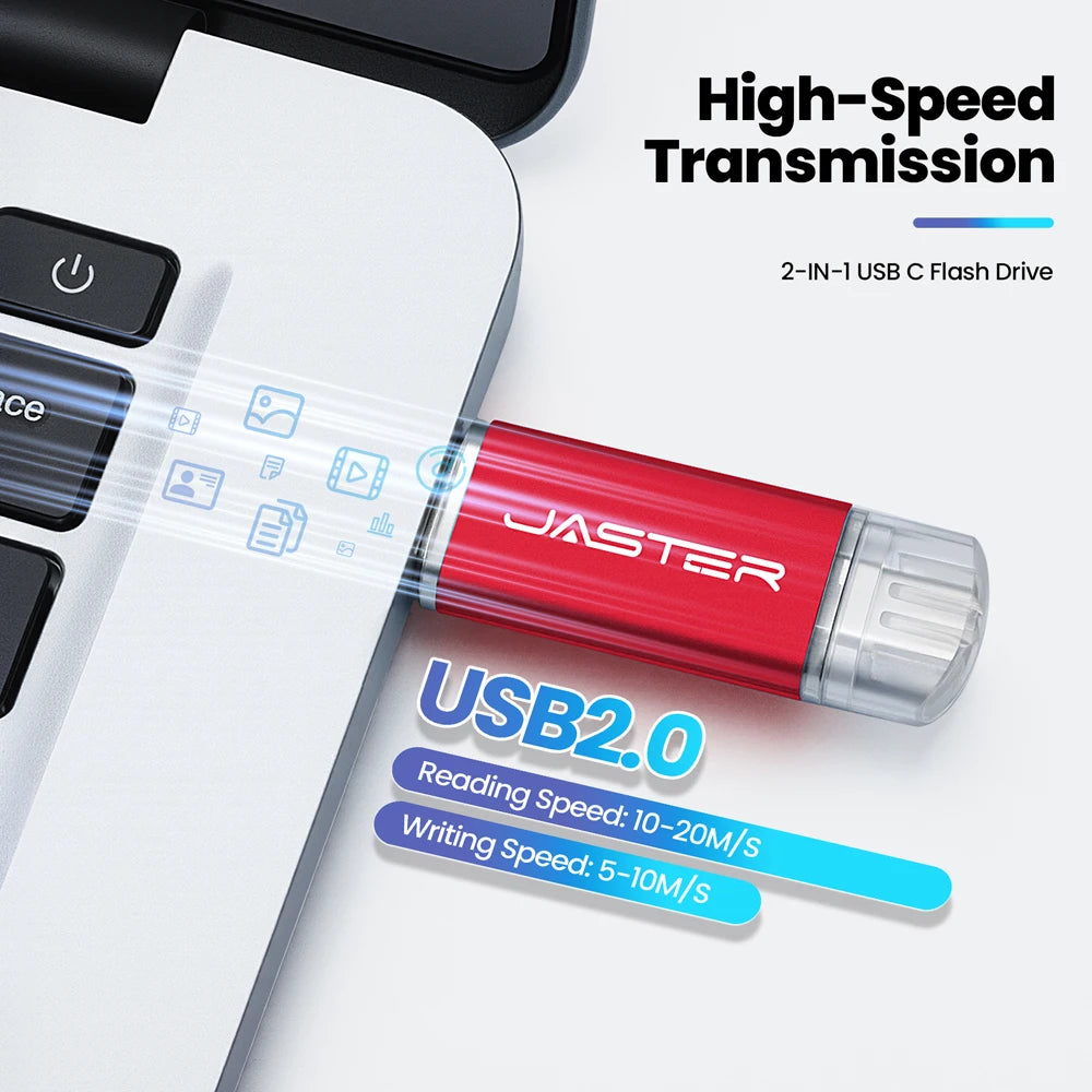 128GB High Speed TYPE C 2in1 USB Flash Drive 64GB Metal Pen Drive Smart Phone Car TV USB Stick 4GB 32GB Office Gift Memory Stick