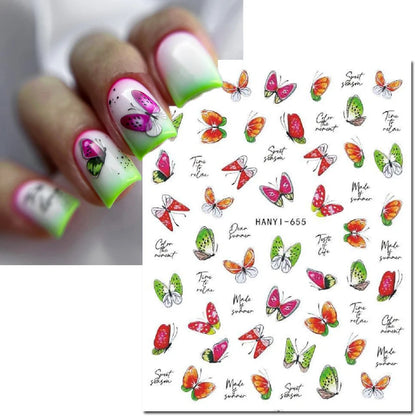 3d Nail Art Decals Elegant White RoyalBlue Roses Flowers Adhesive Sliders Nail Stickers Decoration For Nail Manicure