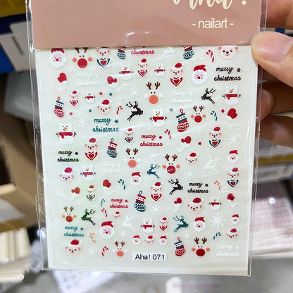 1sheet 5D Halloween Nail Stickers Pink/Green/Black Cartoon Pattern Nail Art Slider DIY For Sweet Cool Girl Cute Nail Decoration