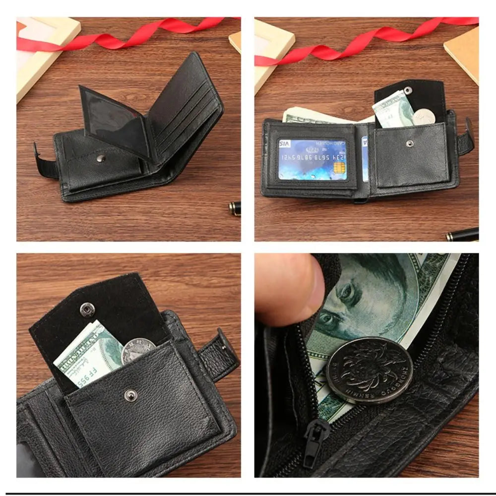 Men Wallets Leather Zipper Purse Man Slim Card Horders Quality Male Short Multi-card Wallet Coin Pocket Purse2027