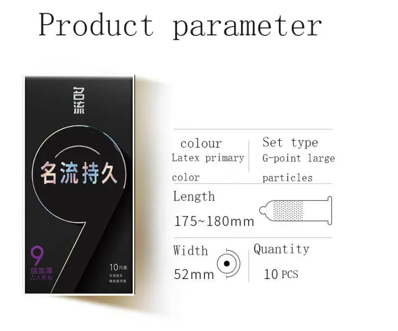 10pcs 9x PERSONAGE Extra Thick Ejaculation Dotted Condoms Physical Delay Smooth Lubrication Intimate Sex Toys Adult Goods