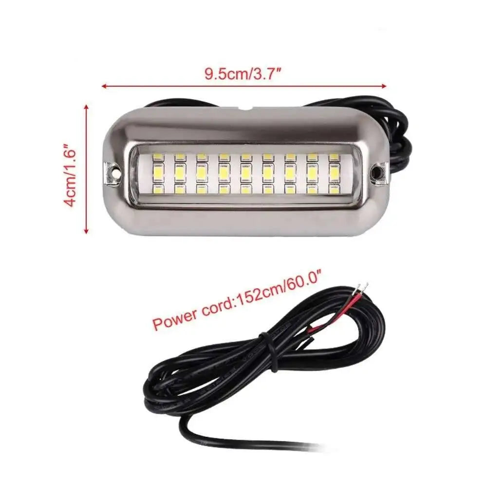 2PCS 27LED Blue/White/Red Stainless Waterproof Lights Underwater Pontoon For Marine Boat Transom&Blue Light Saig Lamp 50W