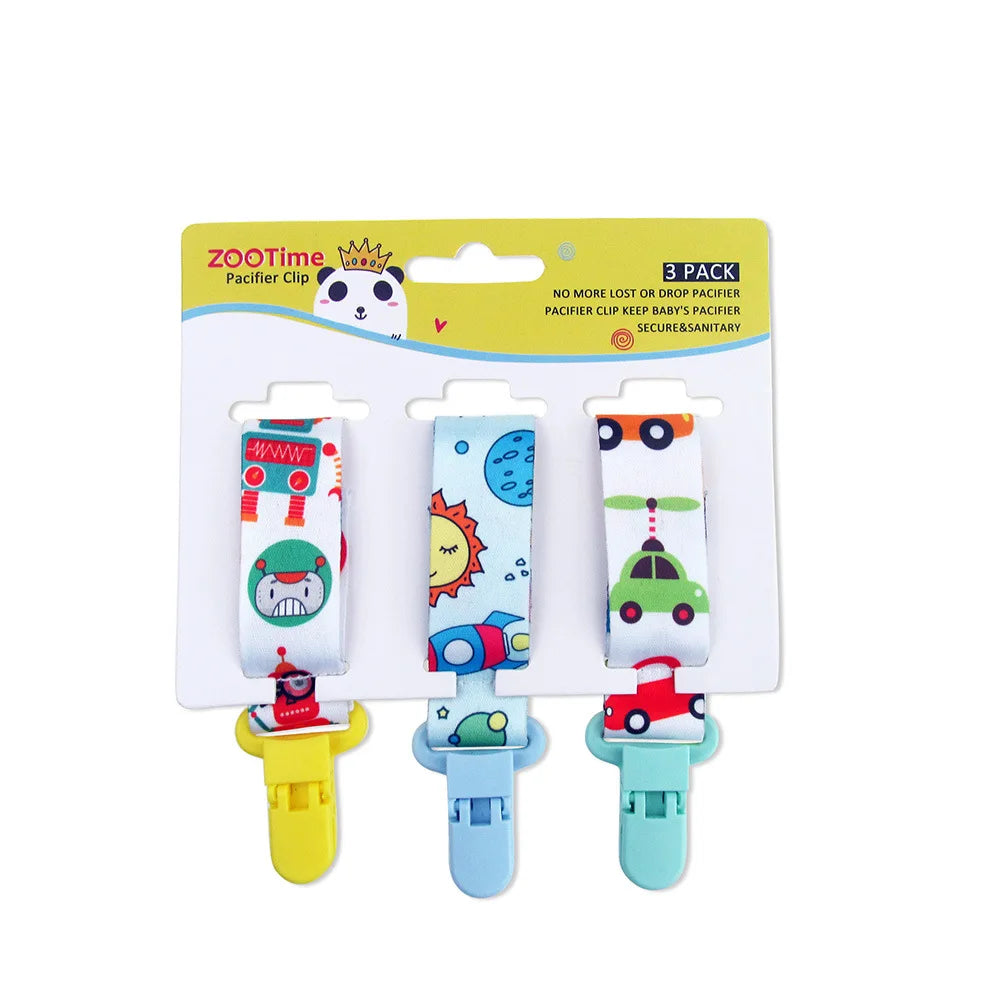 Chain Baby Pacifier Dummy Clip 3 Pcs/Set Personalized Pacifier Clip Nipple Holder for Baby Cartoon Print Child Pacifier Clips