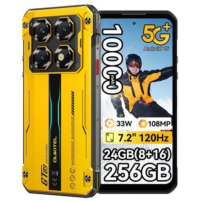 OUKITEL Rugged Phone WP60 5G 24GB(8+16) 256GB / 36GB(12+24) 512GB 7.2” HD+ 120Hz Smartphone 10000mAh 108MP Android 15 NFC