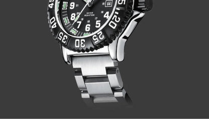Addies Dive Men Fashion Casual Watch Calendar Display 50m Waterproof Tube Luminous Watch Black Dial Rotating Bezel Quartz Watch