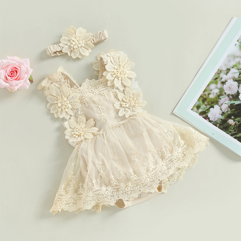 Baby Girl Summer Clothes Lace Romper Skirt Dress Princess Outfits Sleeveless Flower Newborn Outfit