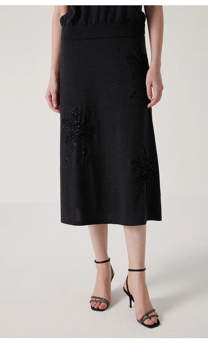 BC1040 Luxurious Clothes Ladies Embroidery Merino Wool Silk Skirts Womens Clothing Elegant Summer