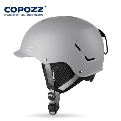 COPOZZ Certificated Ski Helmet Husband Integrally-Molded Snowboard Helmet with Magnetic Bukcle Motorcycle Snow Men Women Adult