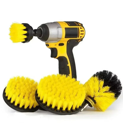 3pcs/set Electric Scrubber Brush Drill Brush Kit Plastic Round Cleaning Brush For Carpet Glass Car Tires Nylon Brushes 1/4pcs