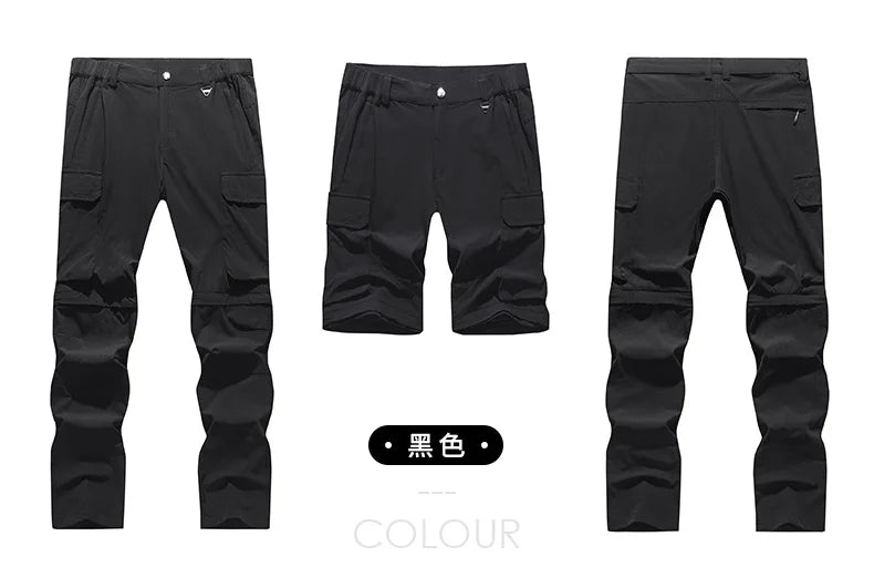 Men's Cargo Hiking Convertible Pants, Waterproof, Quick Dry, Lightweight, Removable Zipper, Perfect for Outdoor Adventures, Fishing and Camping, All-Season Versatile Hiking Gear.