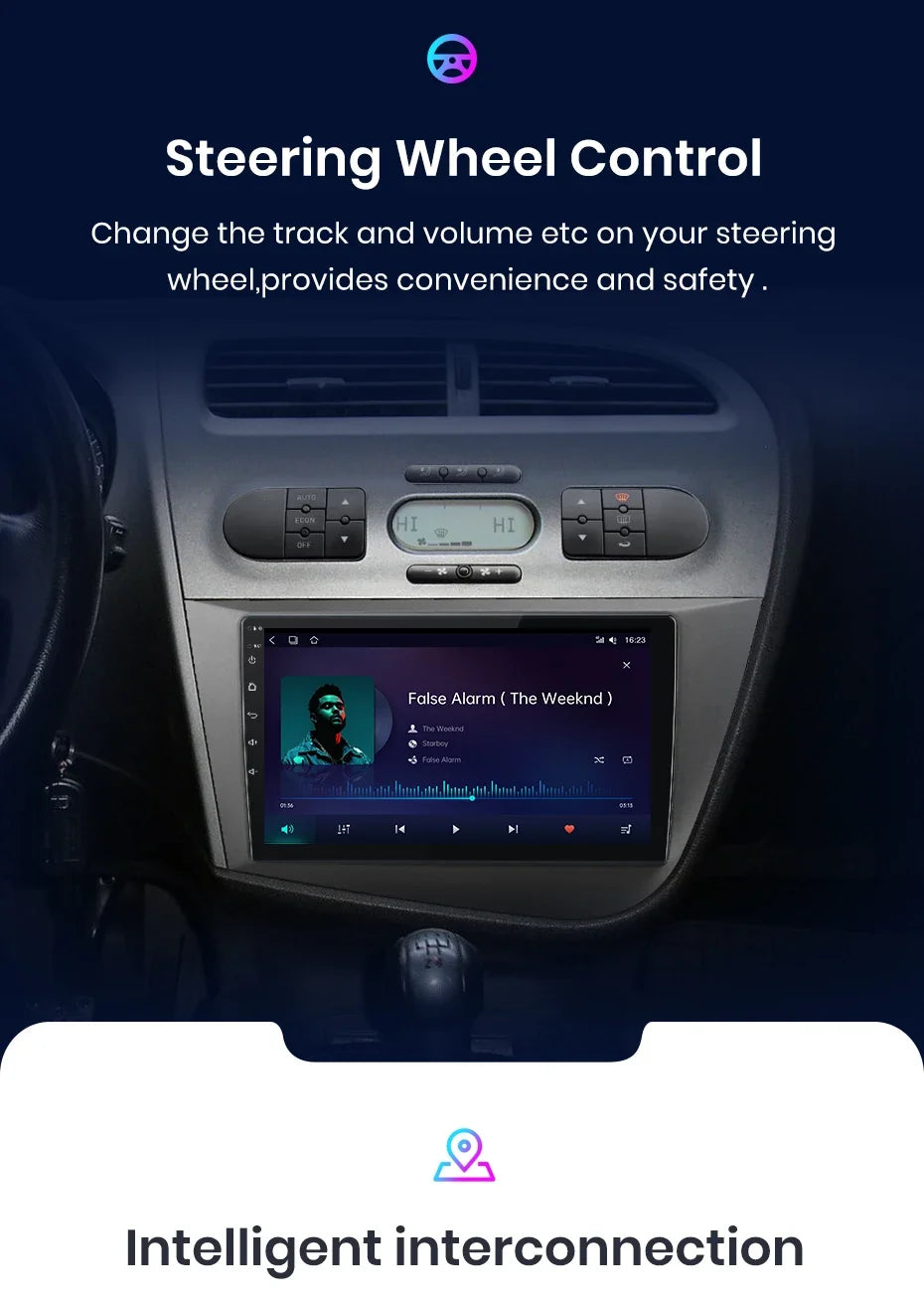 Junsun Wireless CarPlay Android Auto Car Radio for Seat Leon MK2 2005 2006 2007 2008 -2012 2 DIN Multimedia Stereo with Built-in Cooling Fan GPS Navigation SWC Bluetooth FM RDS DSP IPS Screen Car Intelligent Systems 4G WiFi 8