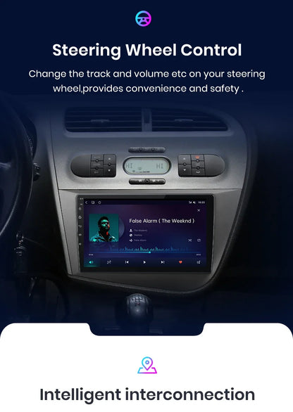 Junsun Wireless CarPlay Android Auto Car Radio for Seat Leon MK2 2005 2006 2007 2008 -2012 2 DIN Multimedia Stereo with Built-in Cooling Fan GPS Navigation SWC Bluetooth FM RDS DSP IPS Screen Car Intelligent Systems 4G WiFi 8