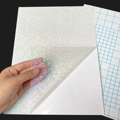 50 Sheets Broken Glass Hologram Cold Lamination Film Sticker A4 Sheets Star Shiny Dots DIY Package Card Photo Holographic Film