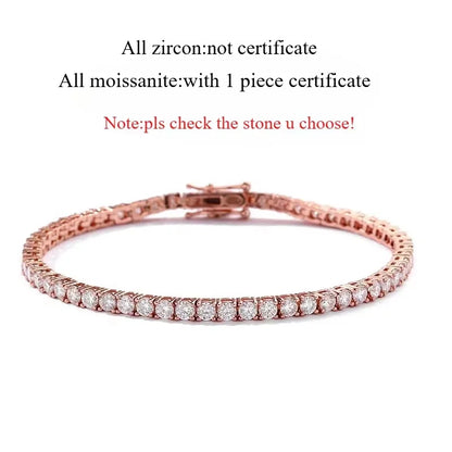 Smyoue 18k Gold Plated Moissanite Tennis Bracelet for Women 3/4/5mm Classic 925 Sterling Silver Certified Bracelet for Men Chain