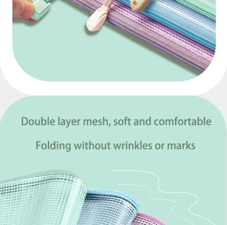 5pcs Mesh Zipper Pouch Document Bag Waterproof Zip File Folders A4 School Office Supplies Pencil Case Storage Bags
