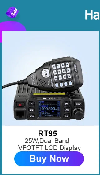 Retevis RT95 Mobile Ham Radio Two-way Car Radio VHF UHF Dual Band Mobile Radio Station Transceiver Base Station for Camping