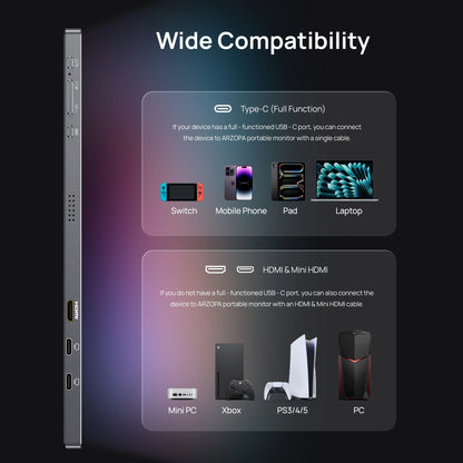 ARZOPA 16.1 inch 2.5k 180HZ External Portable Monitor HDR IPS Screen Second PC Displays for Gaming Working Anytime Anywhere Z3FC