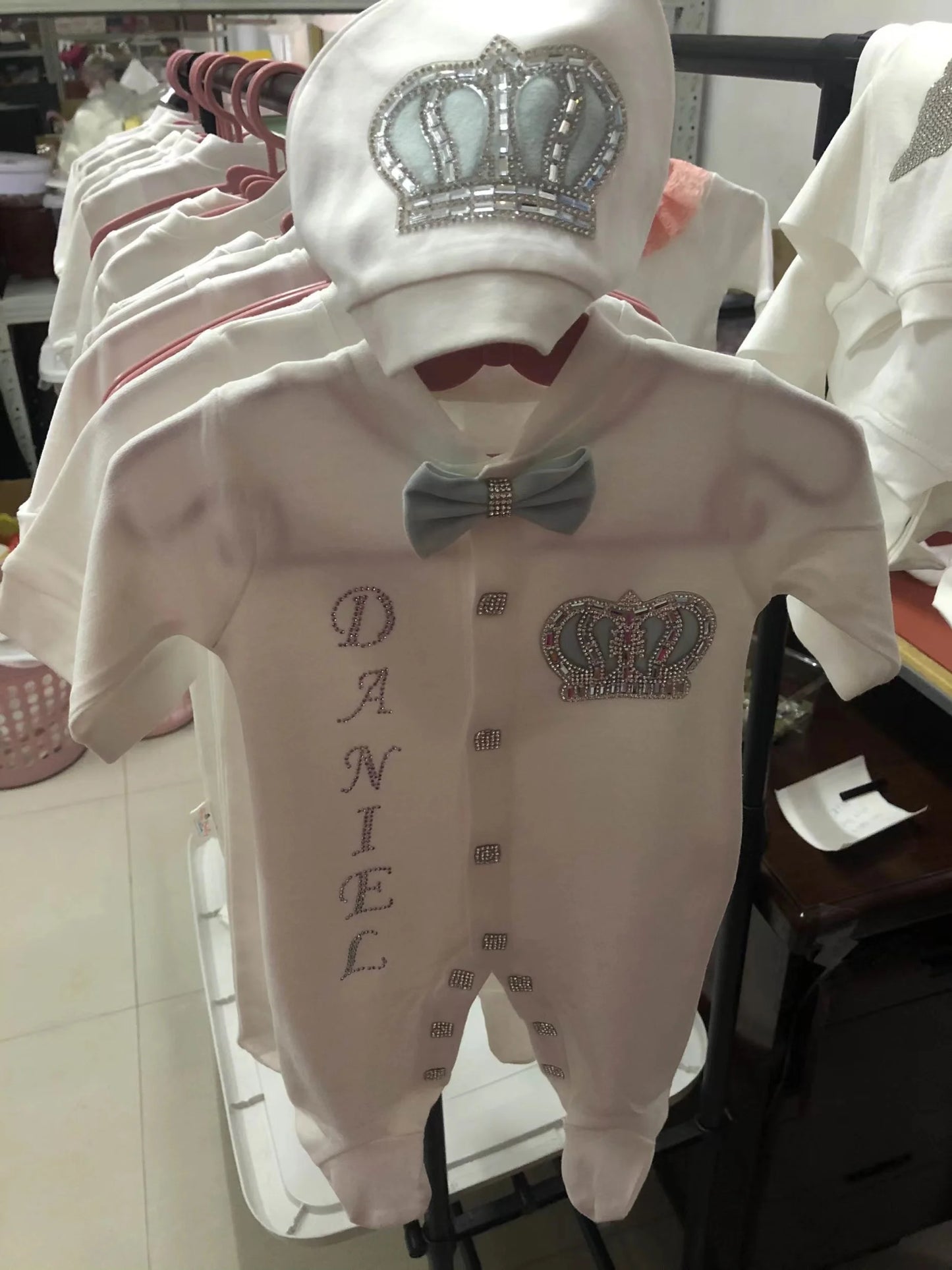 Dollbling Baby Boys' Knit Ribbed Romper Jumpsuit with Bodysuit and Hat 3pcs Set Newborn Cotton Knitted Sweater Romper Suit