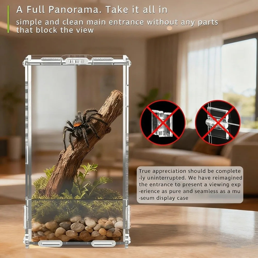 Acrylic Jumping Spider Enclosure Buckle Lock Escape Proof Reptile Feeding Tank Transparent Ventilated Spider House