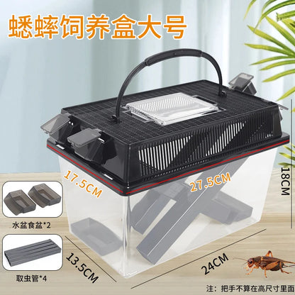 Insect Breeding Box Clear Cricket Keeper Escape Proof Reptile Feeder Habitat Ventilated Bug Terrarium Container Easy Clean