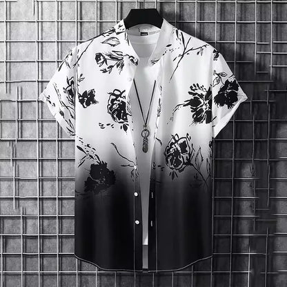 New Hawaii Spring/Summer Fashion Leisure Street Walk Tourist Beach Printed Full Open Short Sleeve Button Shirt