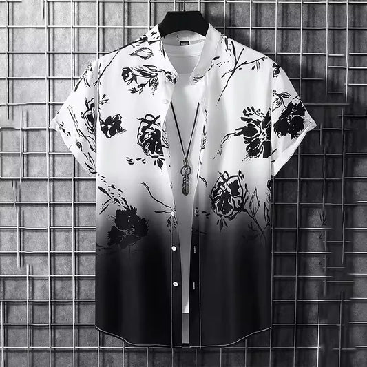 New Hawaii Spring/Summer Fashion Leisure Street Walk Tourist Beach Printed Full Open Short Sleeve Button Shirt