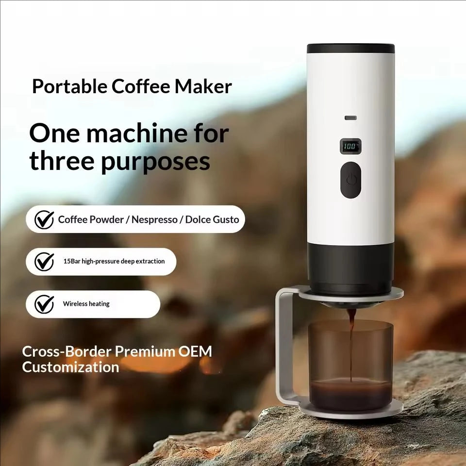 New Upgraded Version Outdoor Wireless Portable Espresso Machine Car Electric Heating Capsule Coffee Machine Suitable for Home