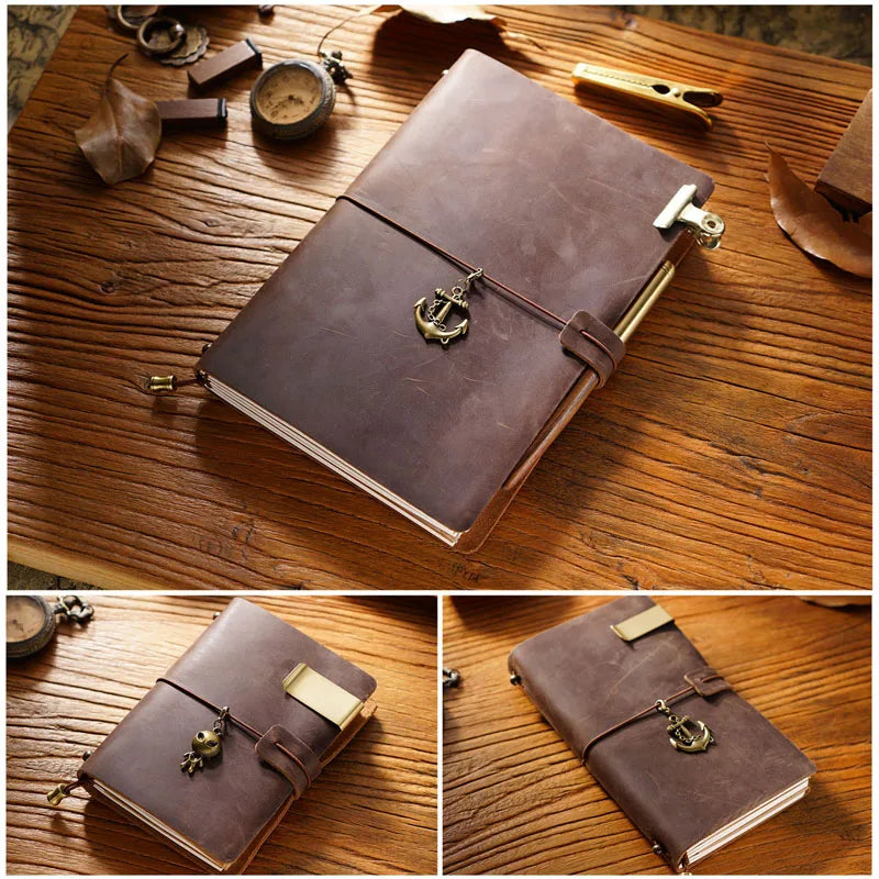 Fromthenon Leather TN Travel Notebook Handbook Diary First Layer Cowhide Diary Handbook Notes Handmade Loose-leaf Notebook