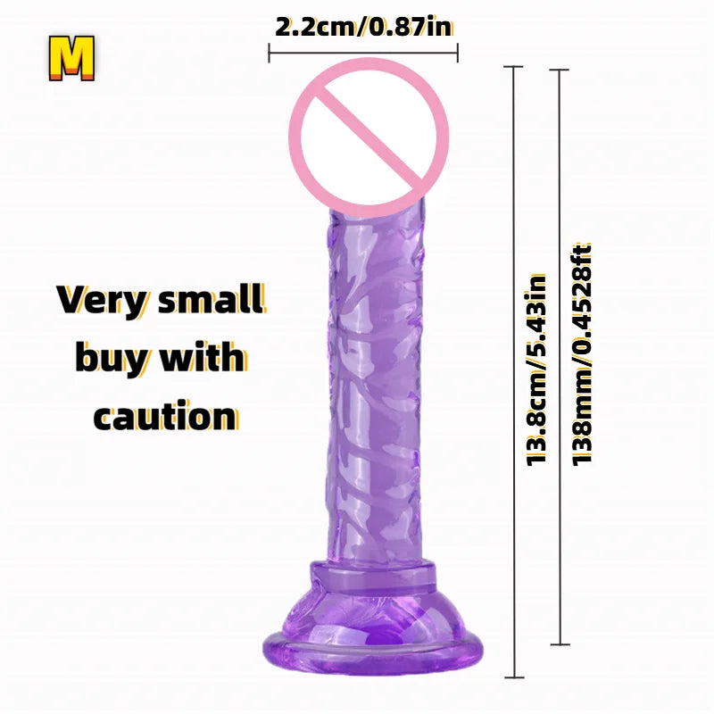 Realistic Soft Jelly Dildo Transparent Suction Cup Strong Grip Flexible Intimate Toy for Women Solo Couple Play