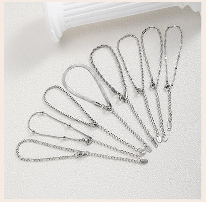 Women Chain Bracelet Silver Color, Stainless Steel Link Stackable Bracelets, Layered Waterproof Gifts