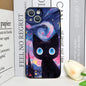Artistic Black Cat Starry Night Phone Case For iPhone 17 16 15 14 13 12 Pro Max Mini 7 8 SE Plus Couple Cover Soft Shell Fundas