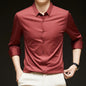 Premium Men's Ultra-Stretch Shirt - High-Quality Silky Business Formal Long-Sleeve Shirt for Social and Casual Wear