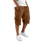 2026 Summer men loose straight pants Casual multi-pocket Shorts pure color fashion Men Shorts drawstring daily cargo short pants