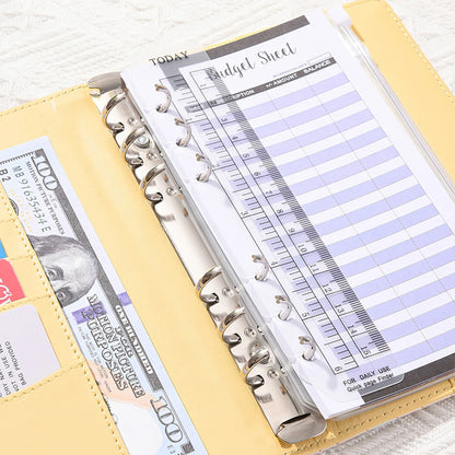 A6 PU leather binder economy 6-ring notebook, stylish design, personal notebook binder cover, can be used for cash budget storag