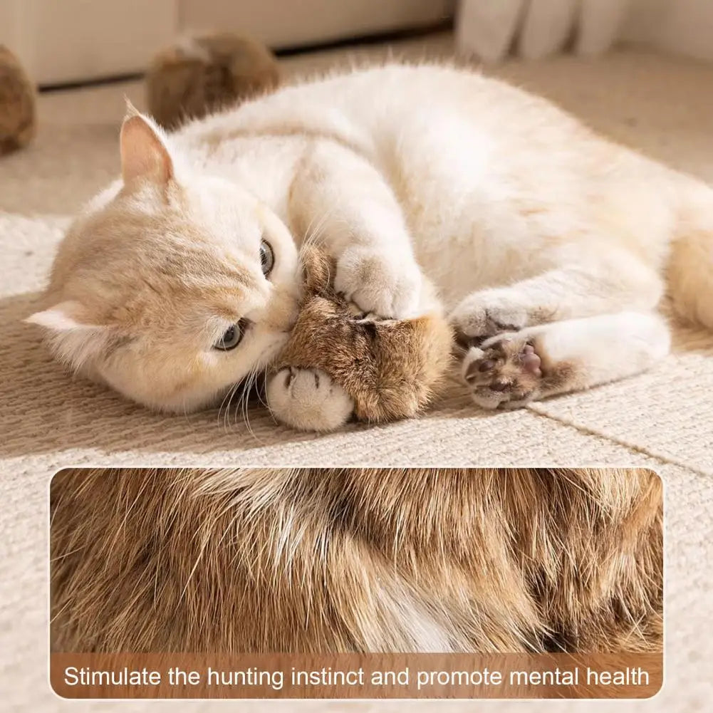 Cat Toy Ball Bunny Kick Cat Toy Furry Ball Cat Toy Soft Fluffy Rabbit Fur Pom Pom Balls Washable Indoor Exercise Stimulates