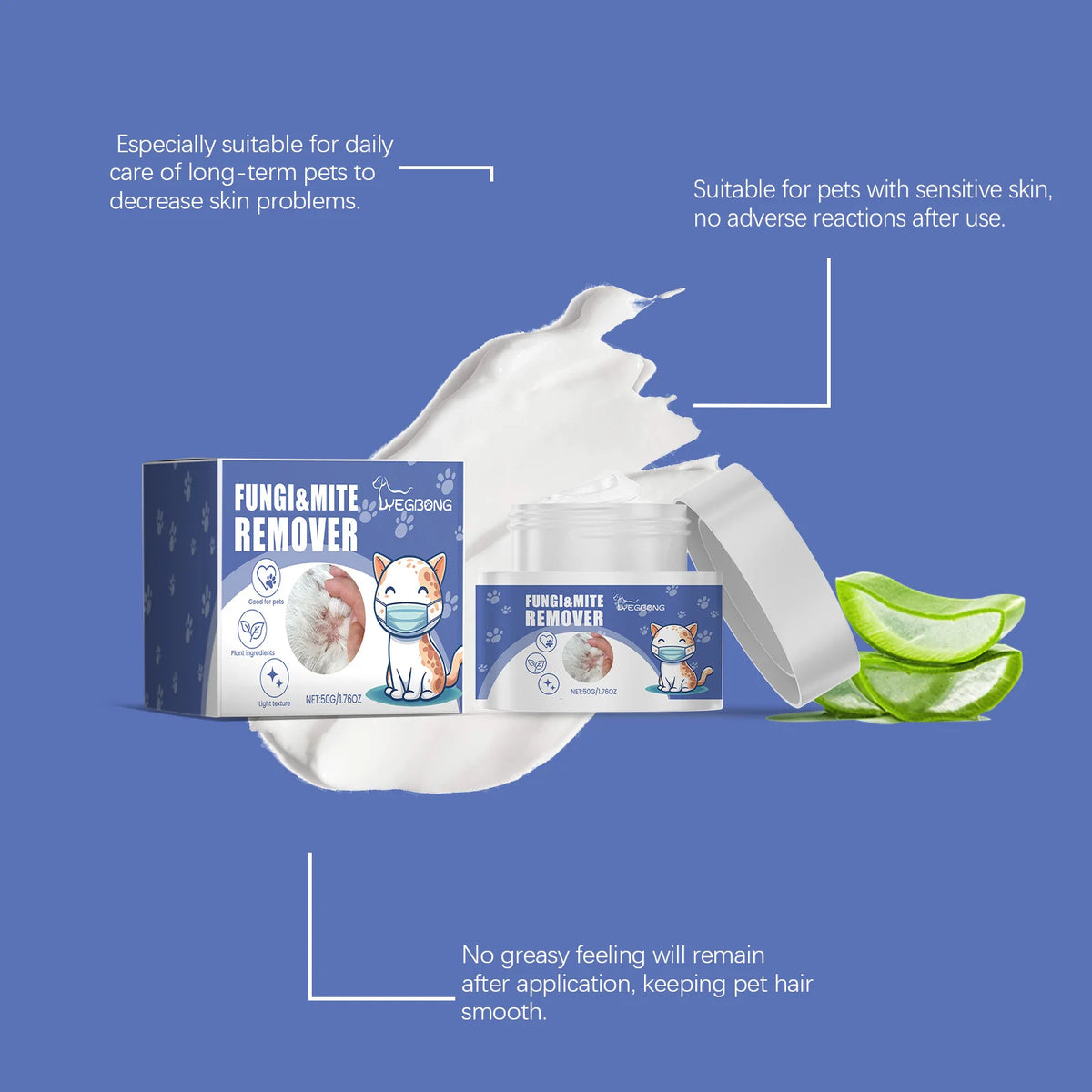 Pet Mite Removal Cream Effectively Combat Mites Quickly Clean Pets Skin Relieve Skin Itching and Discomfort Fungi & Mite Remover