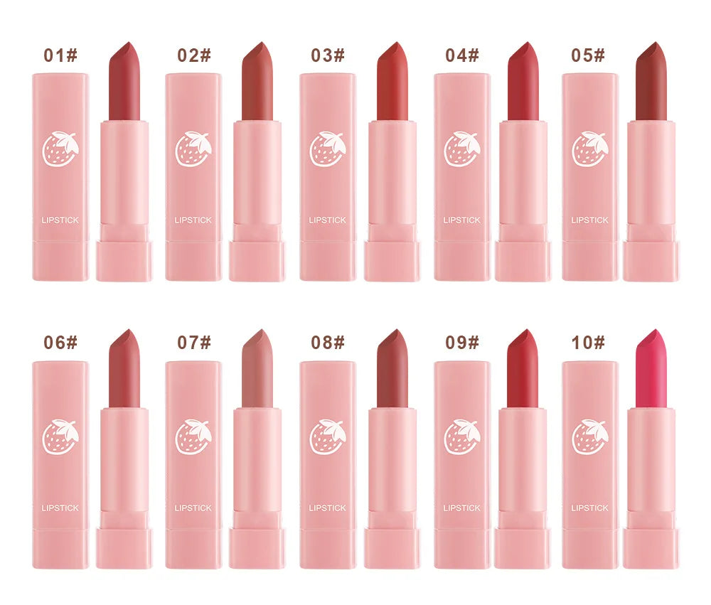 Ten-Piece Lipstick Set, Matte, Long-Lasting, Fade-Resistant Lip Balm, Matte Finish, Brightening, Commuter-Friendly, Nude Color, Gentle and Elegant Lipstick