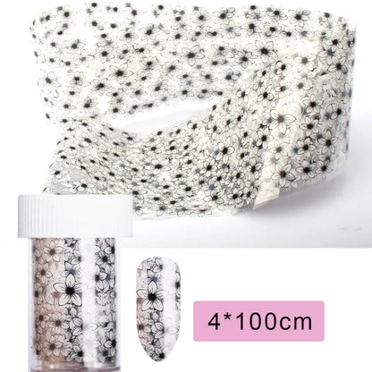 16Pc Holographic Nail Foil Set Starry Transfer 20*4cm Sticker Laser Flowers Leopard Mix Design Decal DIY Nail Art Decoration
