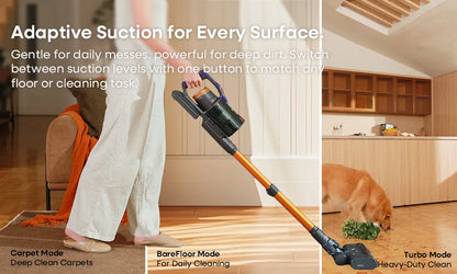 Erabros EV7 Cordless Vacuum Cleaner 70KPa 550W Handheld Stick Vacuum, 70Min Runtime, with Charging Storage Base, Anti-Tangle Brush, with Aroma Design, Powerful Cordless Vacuum Cleaner for Home Clean Carpet Hard Floor Pet Hair