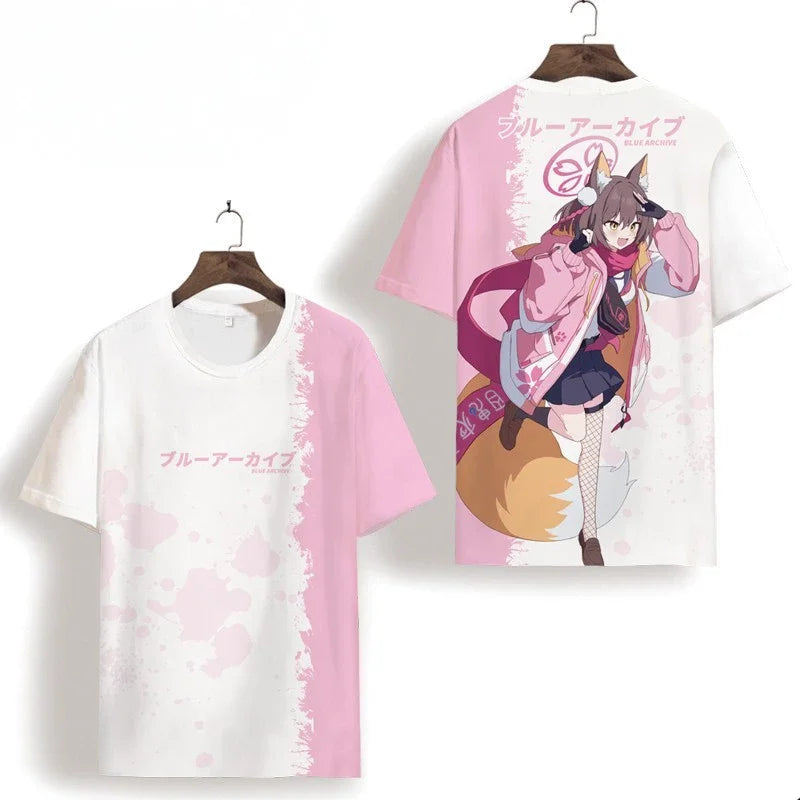 Takanashi Hoshino Game Blue Archive Cosplay T-shirts 3D Print Anime Cartoon Tees Summer Men Women Harajuku Y2k Short Sleeve Tops