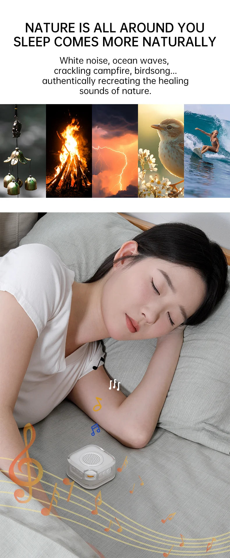 White Noise Sound Machine,28 Soothing Sounds,3 Levels Night Light,Auto Noise Detection, Portable Sleep Aid & Bluetooth Speaker
