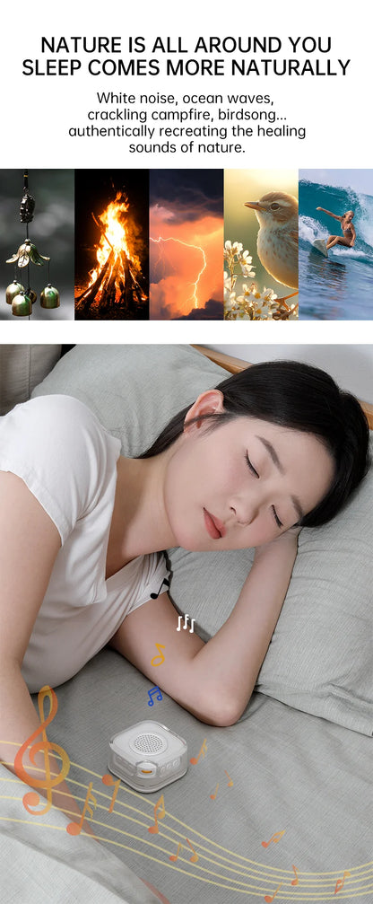 White Noise Sound Machine,28 Soothing Sounds,3 Levels Night Light,Auto Noise Detection, Portable Sleep Aid & Bluetooth Speaker