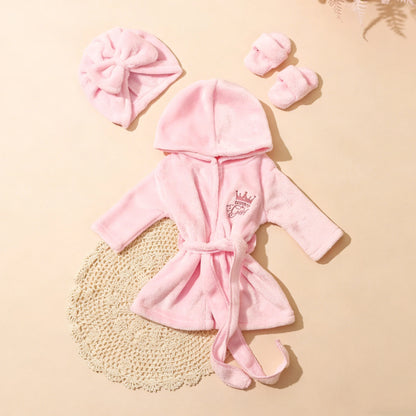 Newborn Photography Props Bathrobes Bath With Belt Shower Cap Outfit Photo Props for Infant Boys Girls Shoot  Accessories-HD