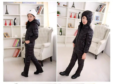Winter Children Clothing Sets Baby Boy Warm Hooded Down Jackets Pants Clothing Sets Girls Boys Snowsuit Coats Ski Suit 2-12Y