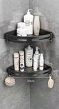 Bathroom Shelf Organizer Shower Storage Rack Black Corner Shelves Wall Mounted Aluminum Toilet Shampoo Holder No Drill